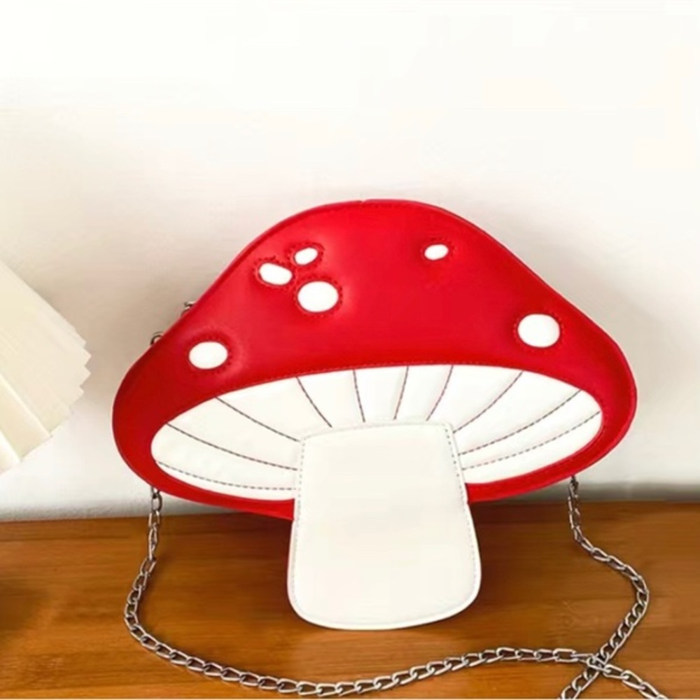 NWOT - Red and White Mushroom Crossbody Bag / Purse - measurements in pics